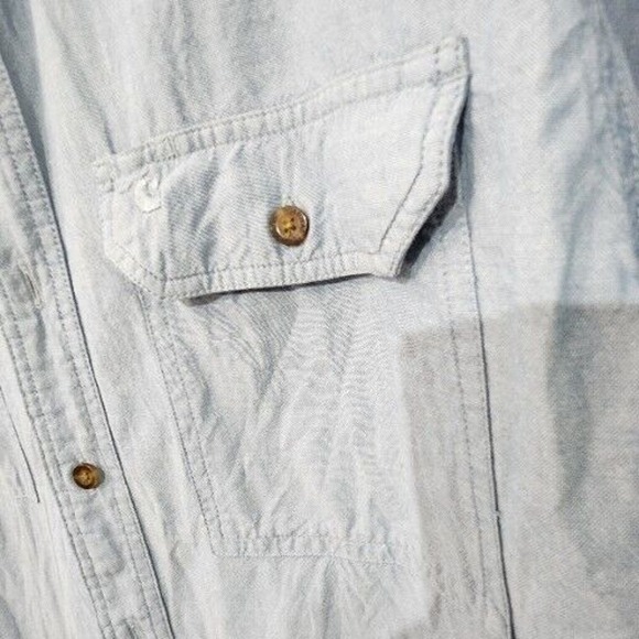 Carhartt Mens Large Blue Loose Fit Short Sleeve Button Up Western Workwear Logo‎ - Picture 4 of 6